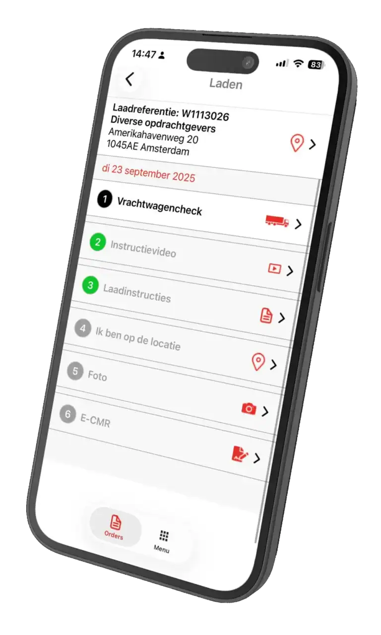 laadproces met vrachtwagencheck en E-CMR